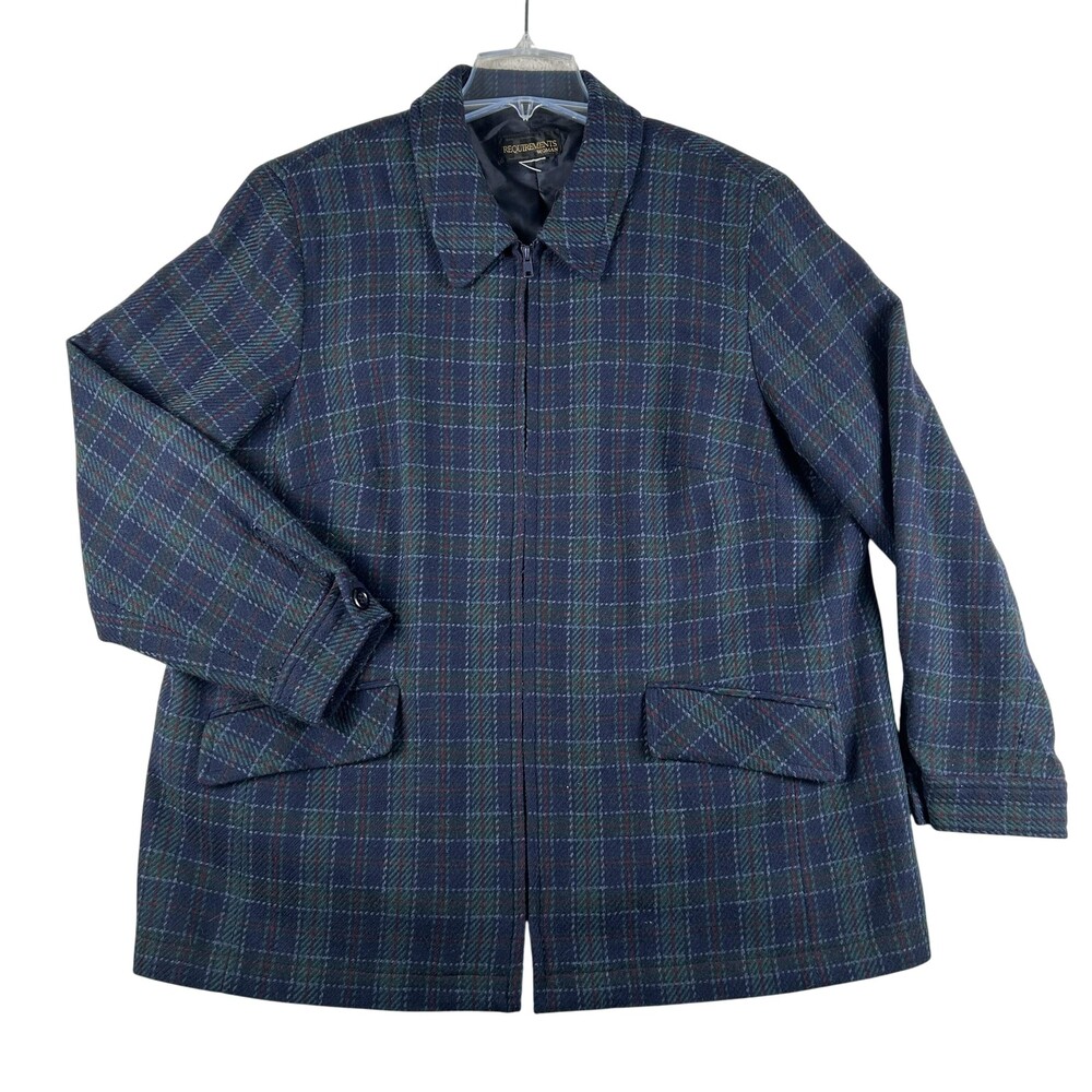 Vintage Requirements Jacket Womens XXL Wool Plaid Tweed Full Zip Lined Classic